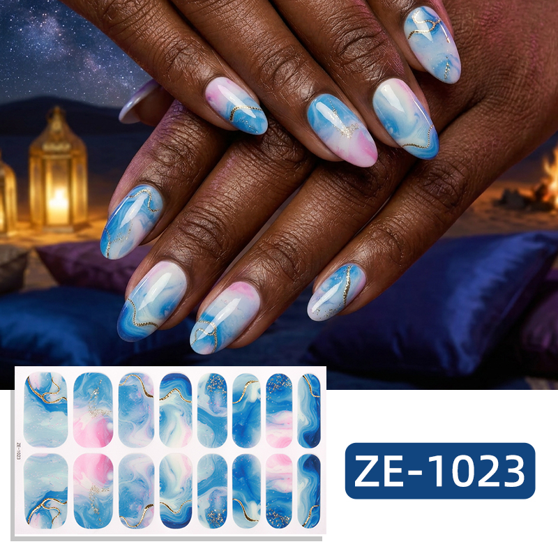 Striping Tape Nail - 16 наклеек для ногтей с блестками